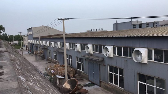 洛陽鴻源軸承外掛玻璃鋼負(fù)壓風(fēng)機(jī)通風(fēng)工程